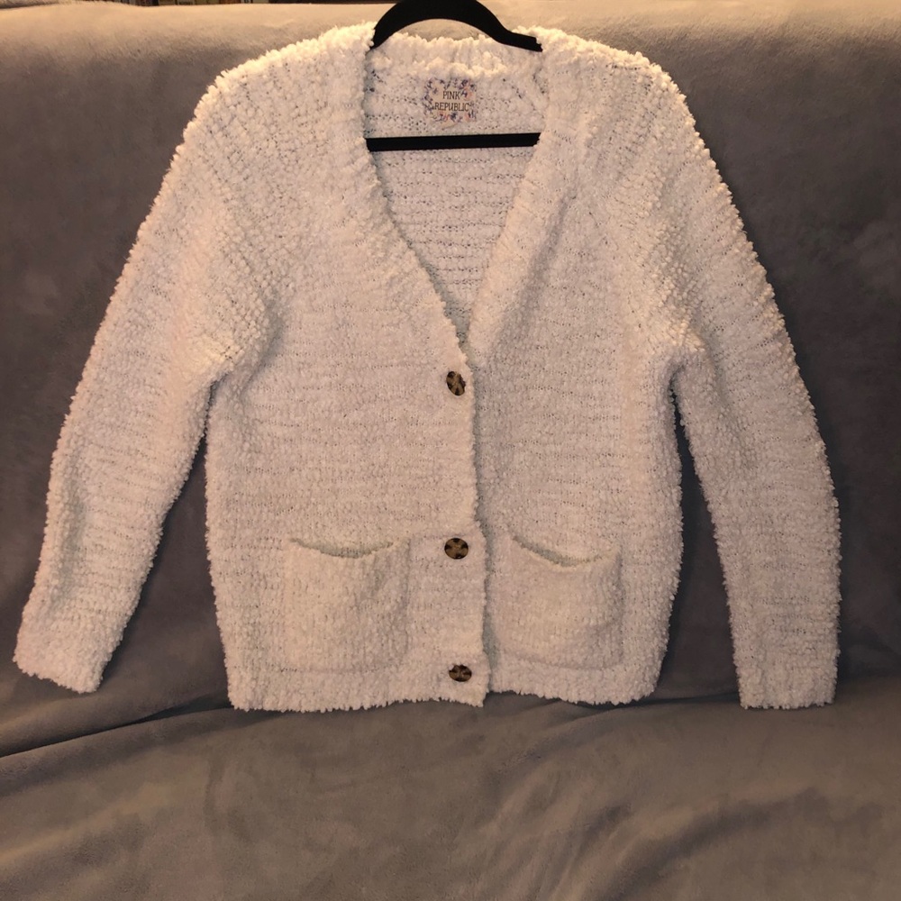 Fuzzy Button Up Cardigan w/ pockets